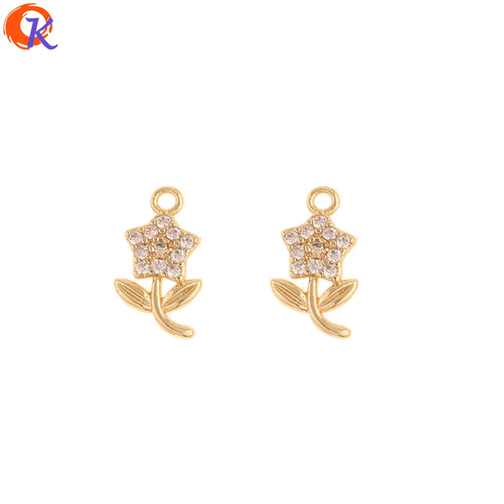 

Cordial Design 30Pcs 6*10MM Jewelry Accessories/Hand Made/DIY Parts/Genuine Gold Plating/Flower Shape/CZ Charms/Earring Findings