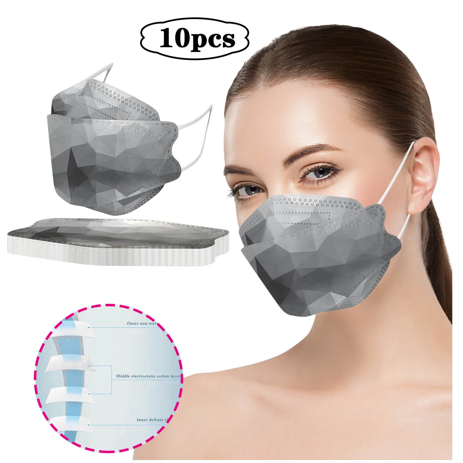 

10 шт., одноразовая трехслойная маска для лица