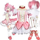 Магический Женский Костюм Puella Magi Madoka Magica, магический костюм для косплея Канаме мадоки, Короткое бальное платье с бантиками, парики и шапочка из волос Канаме мадоки