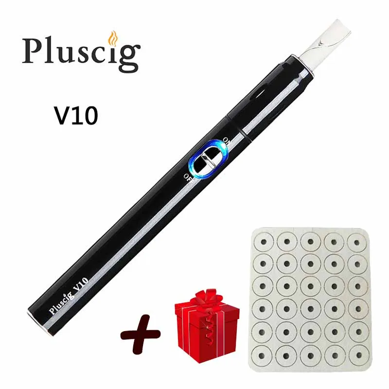 Электронная сигарета Pluscig V10 заряжаемый набор ручек для электронных сигарет 900 мАч 15 непрерывный дым один клик управление завод последние - Цвет: Черный