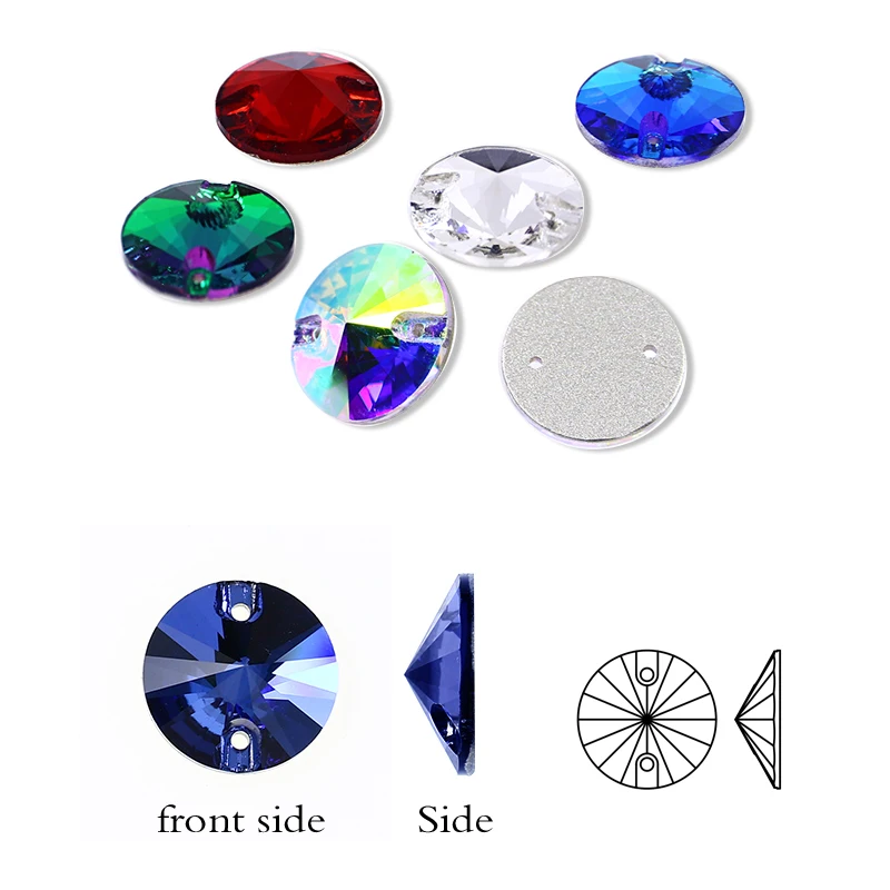 50 шт. нашивки Rivoli для одежды блестящие стразы с плоским основанием круглые
