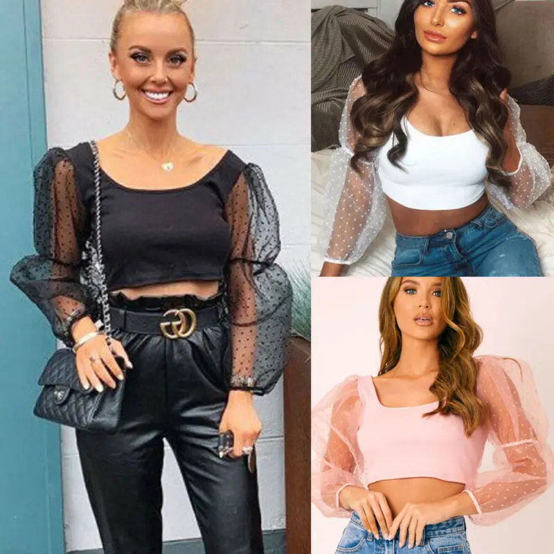 Новинка женская прозрачная сетчатая блузка топ короткие рубашки прозрачные в