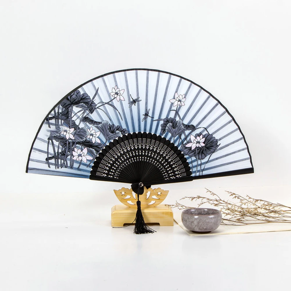 Летние Ручной Веер Ретро бамбуковый веер с цветочным узором в китайском стиле