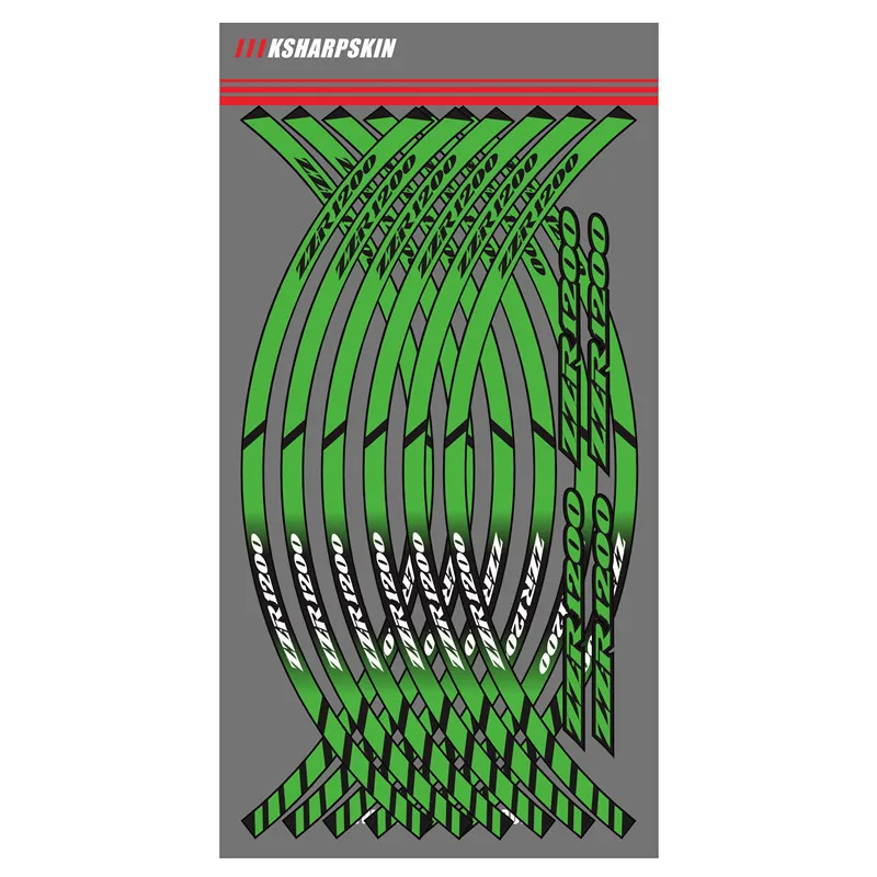 12 Strips Motorcycle Wheel Sticker Reflective Rim Stripe outer Accessory Stickers For KAWASAKI ZZ-R1200 zz r1200 | Автомобили и