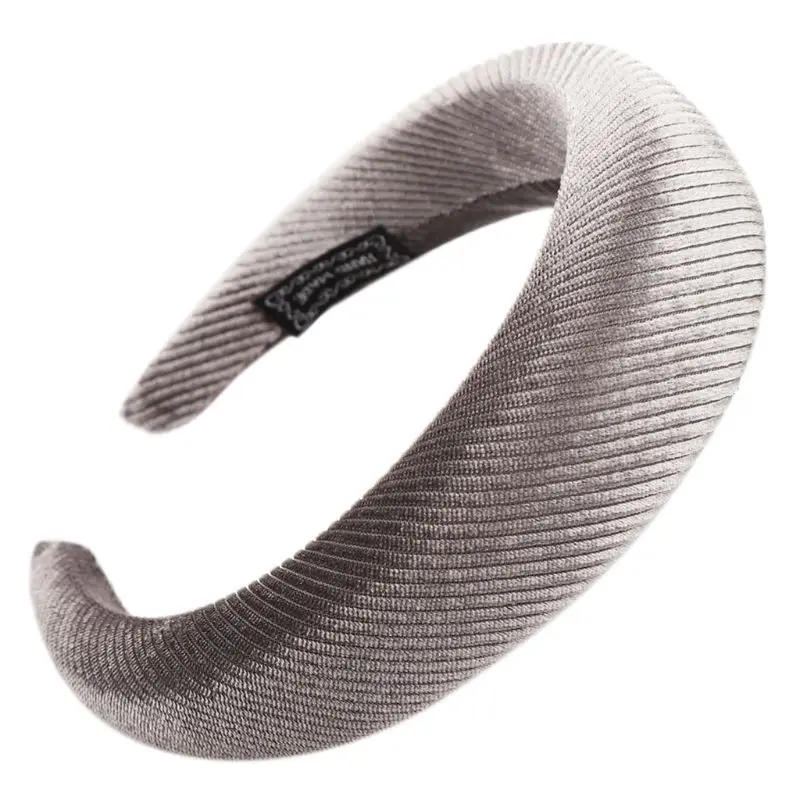 

8 Colors Korean Lady Padded Wide Sponge Headband Glitter Velvet Twill Striped Hair Hoop Retro Party Solid Color Thick Headpiece