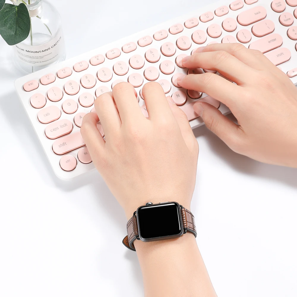 

iStrap Black Brown Red French Calf Leather Single Tour Bracelet Watch Strap for iWatch Apple Watch Band 38mm 42mm / 40mm 44mm