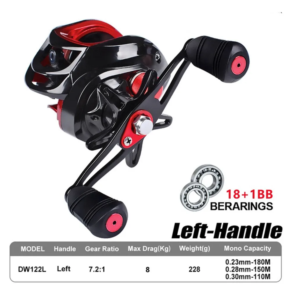 

Fishing Reel 7.2:1 Fishing Metal Drop Wheel 18+1 Axis Fishing Gear Supplies Left / Right MAX 8KG Fishing Reel Tools