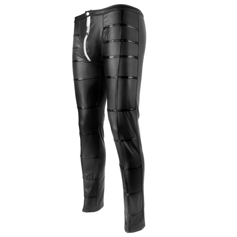 Sexy Mens Faux Leather Wetlook Tight Pants Bottoms Clubwear Zip Long Trousers | Женская одежда