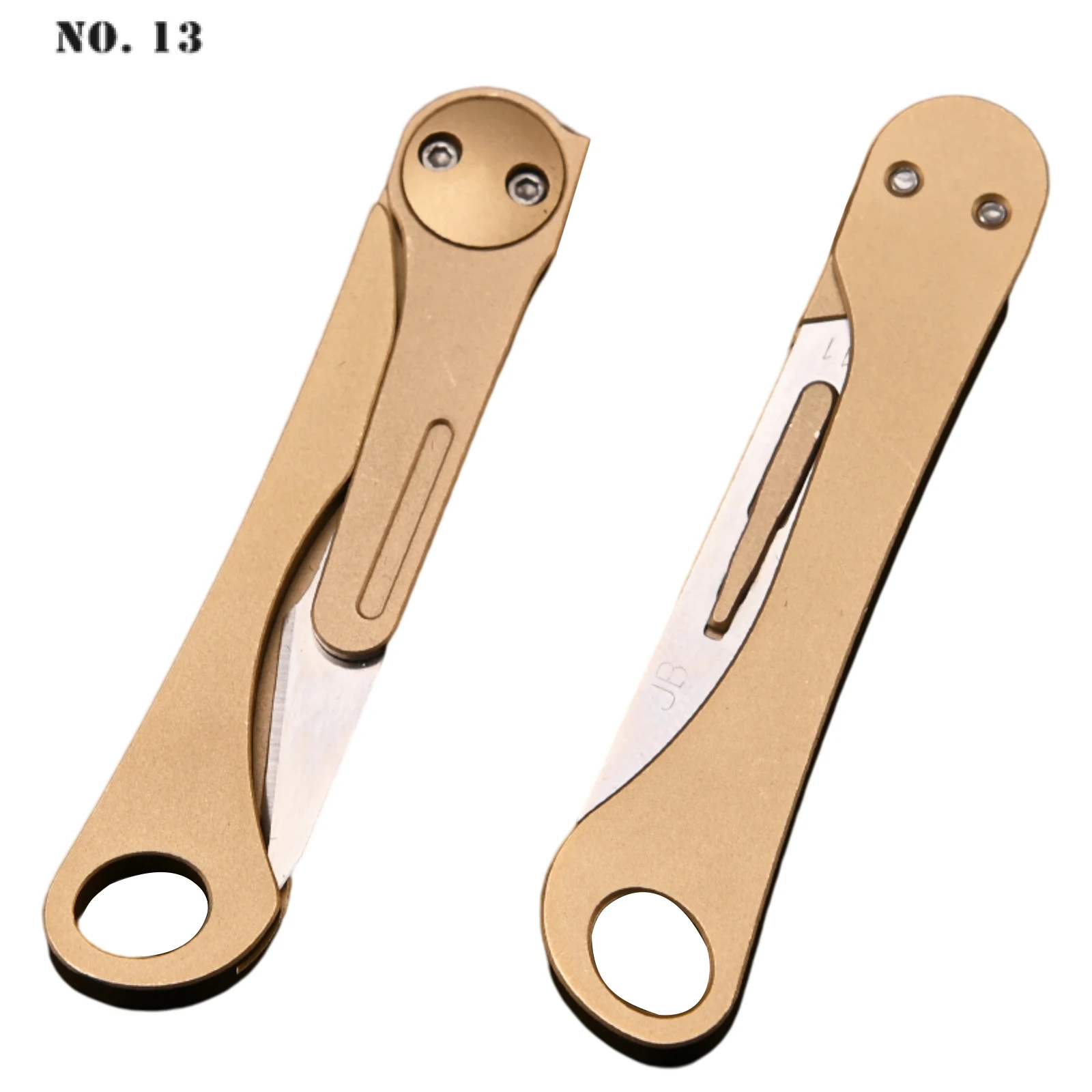 

Mini Brass Folding Knife with 10Pcs Replaceable Blade Multifunction Pen Knife Portable Outdoor Emergency Scalpel Knife EDC Tool