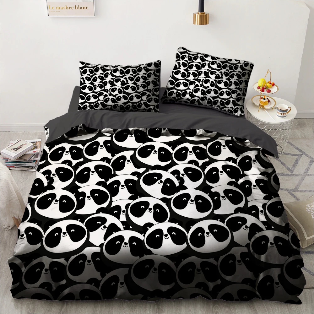 

3D Custom Design Cartoon Quilt Cover Sets Bedclothes Comforther Covers Pillow case King Queen Twin Single Size Gray Linens bed