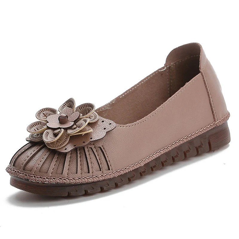 

2021 Genuine Leather Women flats shoes Ethnic flower Loafers shoes women Hollow breathable Oxford Female shoes women