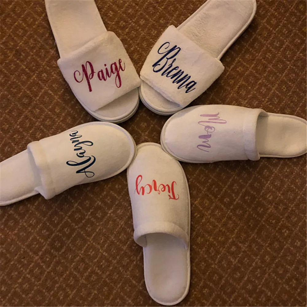 Тапочки свадебные с индивидуальным логотипом имени для невесты куриные шлепанцы