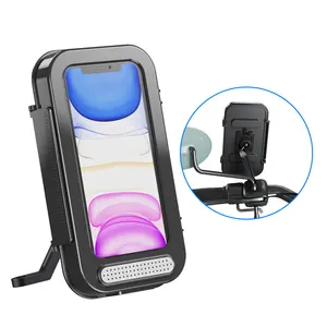 motorcycle phone waterproof case motorcycle cell phone holder with aluminum alloy support 360°rotation motorbike rearvie mount free global shippi