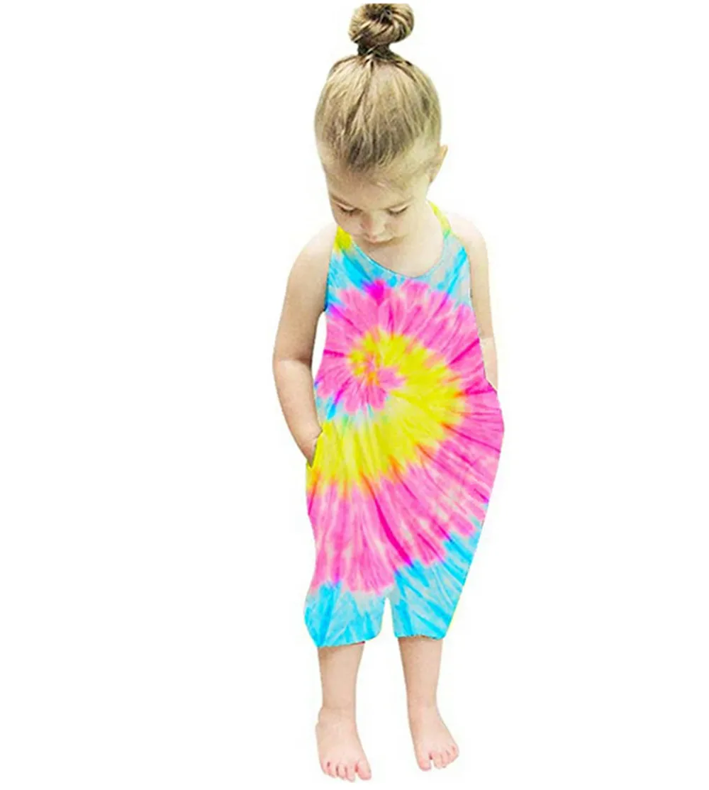 Комбинезон без рукавов с принтом тай-дай 6 цветов для мальчиков и девочек 2020 От 1