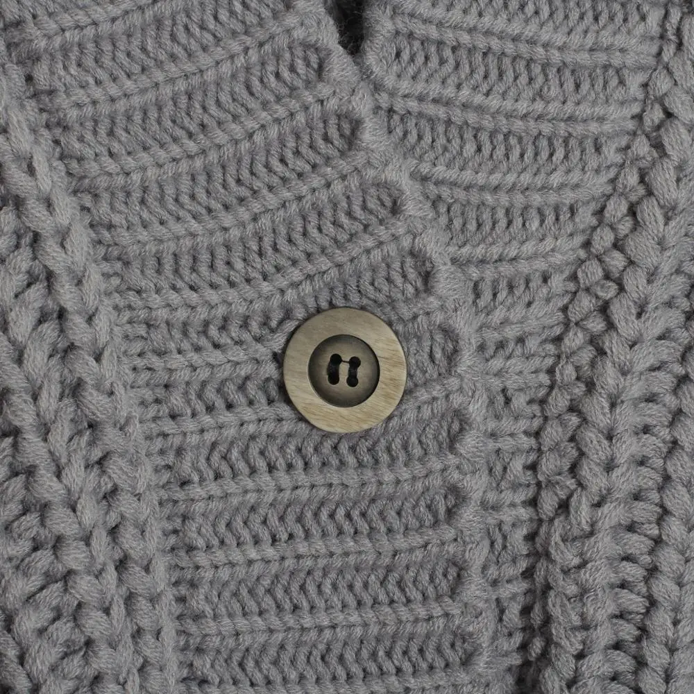 Wixra Knitted Chunky Cardigan Sweater Women Simple Solid Thick Button Clothing Sweater Stylish Tops for Female Autumn Winter
