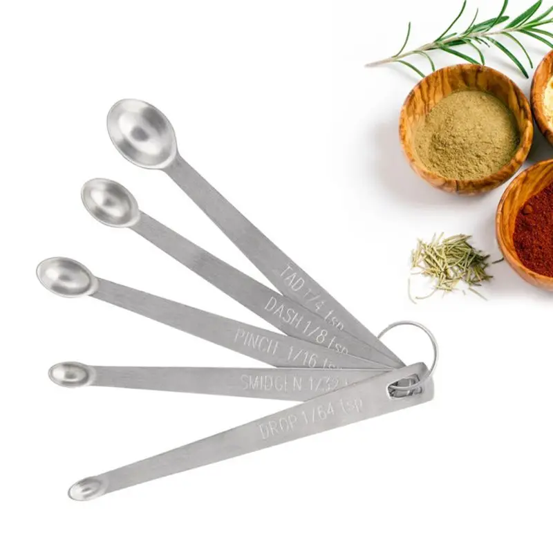 

5pcs/set Stainless Steel Mini Measuring Spoon Durable Home Sauce Cutlery Accessories Kitchen Baking Tool