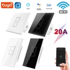 Умный переключатель водонагревателя Tuya, 20 А, ЕС, США, Wi-Fi, стеклянная панель, выключатель с дистанционным таймером, голосовое управление, работает с Alexa Google Home