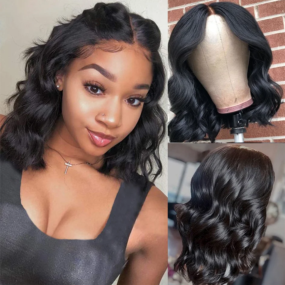 

Body Wave Human Hair Wigs 4x4 Lace Closure Human Hair Wigs Brazilian Remy Short Bob Wig Pre Plucked With Baby Hair