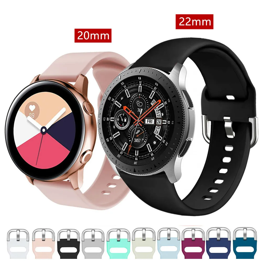 Ремешок для часов Samsung Galaxy 20/22 мм 46 мм/42 мм/Active 2 Gear S3/S2/Sport Силиконовый Браслет Huawei
