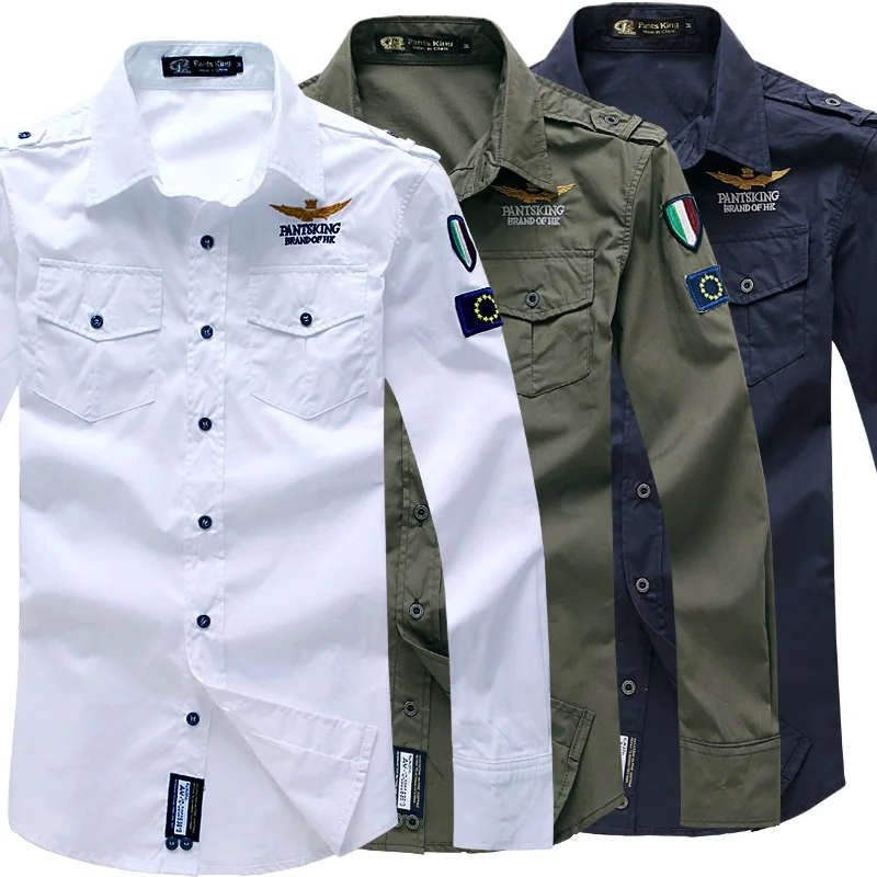 

Good Quality Shirts Very 2020 New Arrivals Air Force Embroidery Men Print Shirt Long Sleeve Spring Camisa Masculina Manga Longa