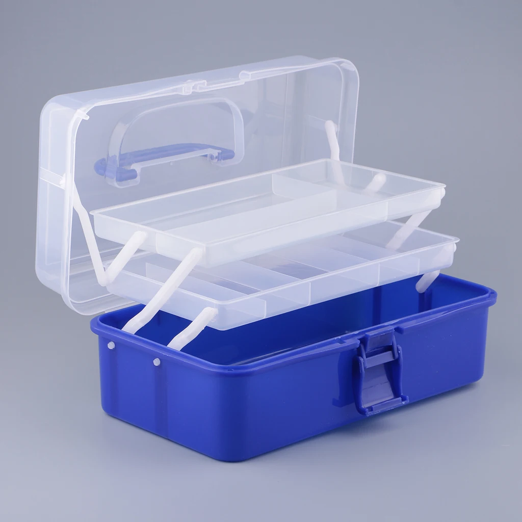 

Многофункциональный портативный пластиковый ящик для хранения инструментов с двумя лотками