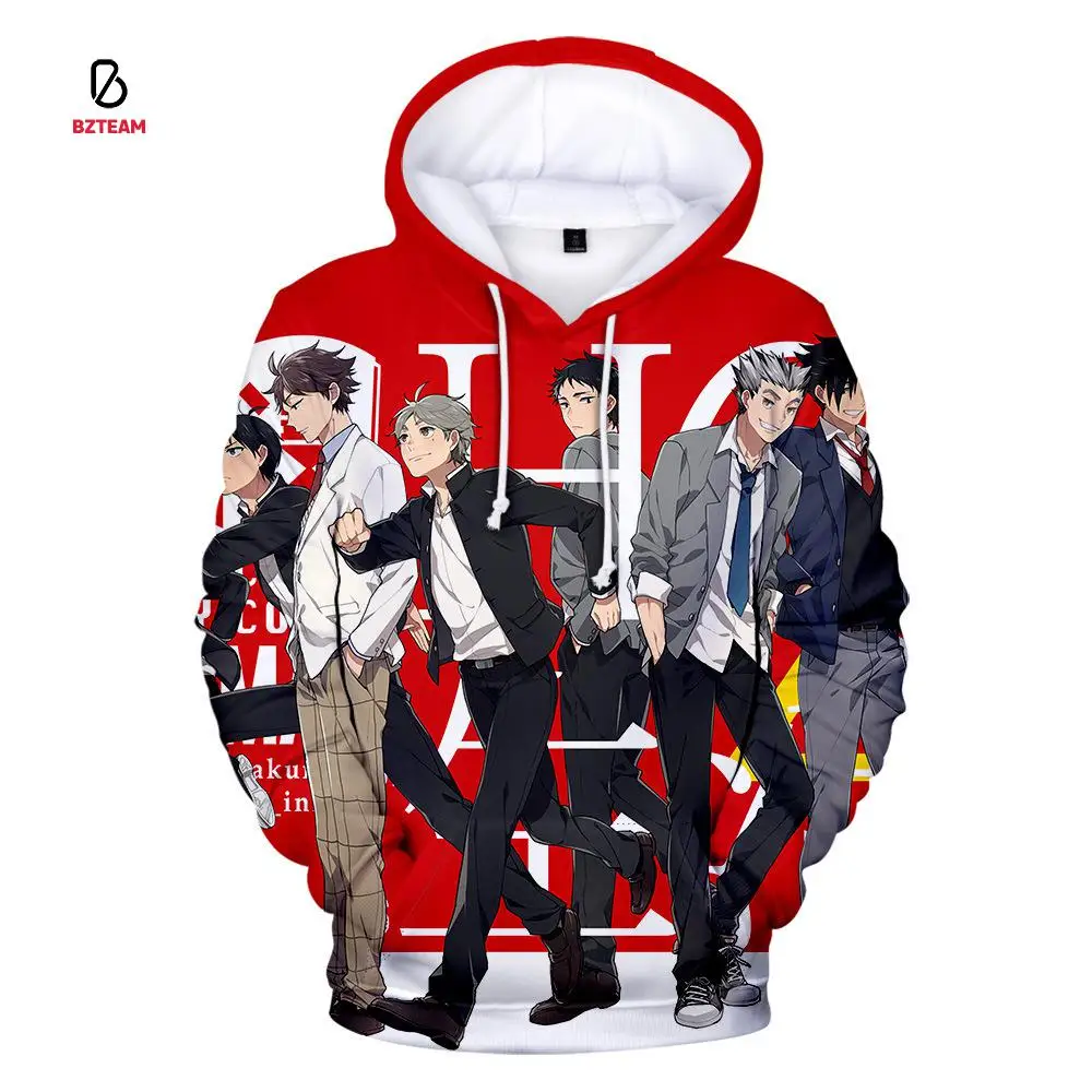 

BZTEAM Anime Haikyuu Cosplay Costume Shiratorizawa Academy Volleyball Club Ushijima Wakatoshi Tendo Satori Unisex 3D Hoodies Swe