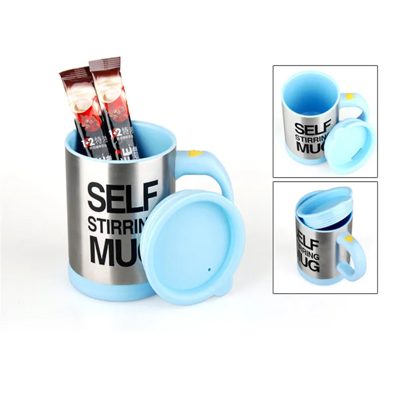 Light Blue 400 мл кружки автоматические электрические ленивые самостоятельные перемешивания кружка чашка кофе молоко смешивание кружка Смарт Нержавеющая Сталь Сок микс чашки Посуда для напитков - Цвет: Light Blue