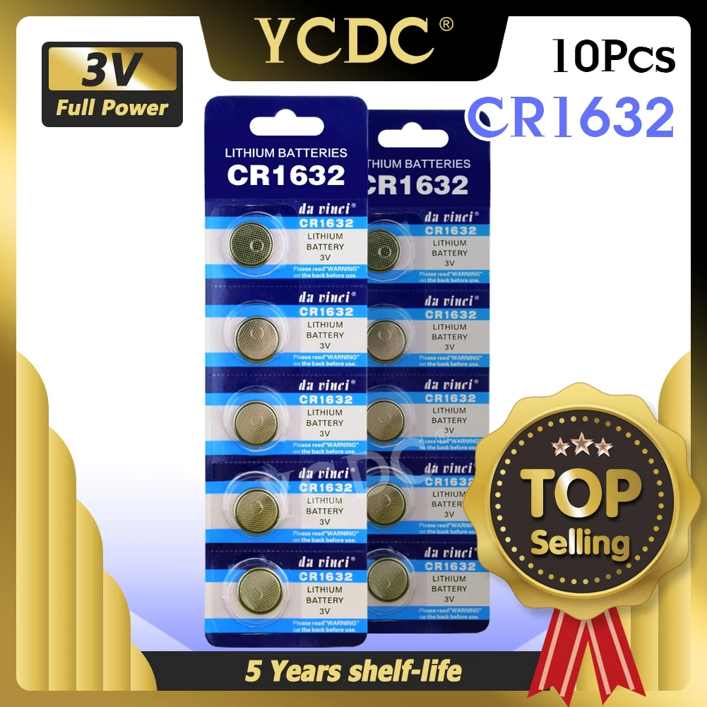 

10pcs/pack CR1632 Button Batteries LM1632 BR1632 ECR1632 Cell Coin Lithium Battery 3V CR 1632 For Watch Electronic Toy Remote