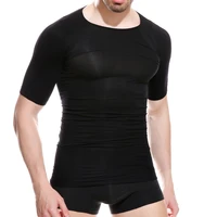 mens shaperwear short sleeve tummy gynecomastis control seamless gym body shaper workout undershirt
