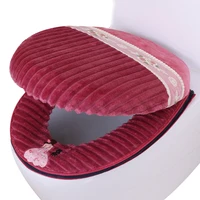 2pcs toilet seat cover set bathroom soft thicker warmer toilet seat pads plush mat lid pad home decoration accessories bedit mat