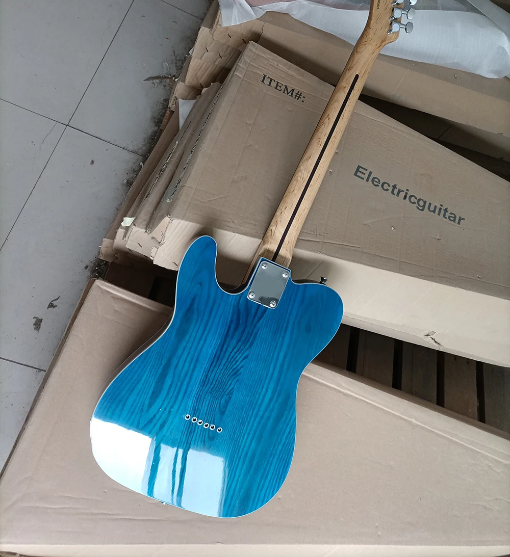 Free Shipping 6 Strings Blue Electric Guitar with Ash Body Rosewood Fretboard | Спорт и развлечения