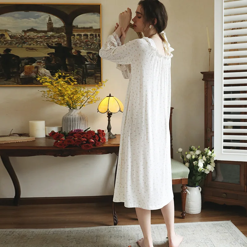 

Elegant Victorian Nightgowns Long Sleeve Sleepwear Womens Sexy Vintage Palace Style Nightwear Comfortable Nightdress Lounge Set