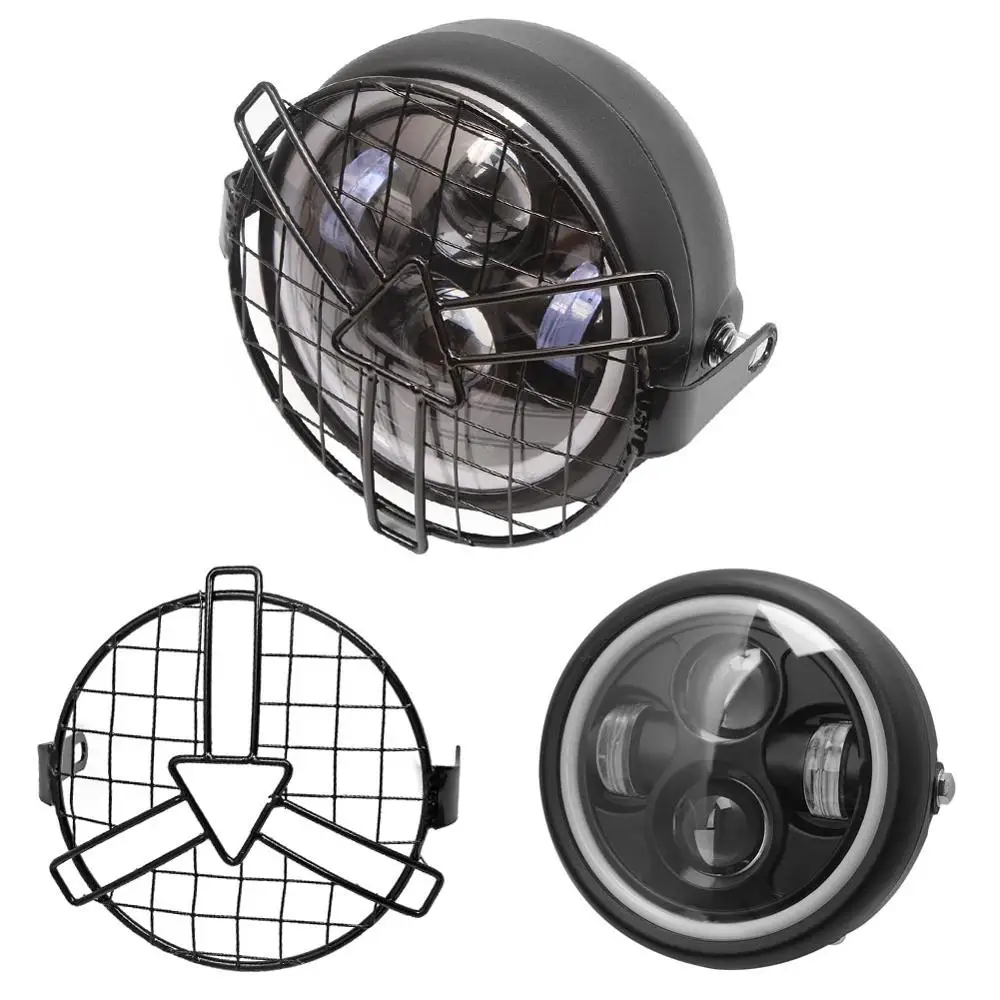 Черный Ретро 6 5 &quotдюймовый мотоцикл светодиодный фара кафе гонщик универсальная