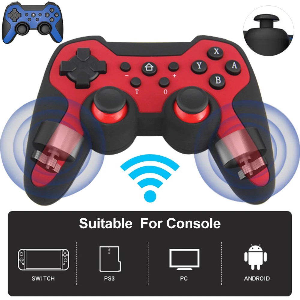

Беспроводной Bluetooth-переключатель, геймпад, контроллер, совместимый с NS PS3/PC, Джойстики с двойной вибрацией для коммутатора ПК/Android/PS3