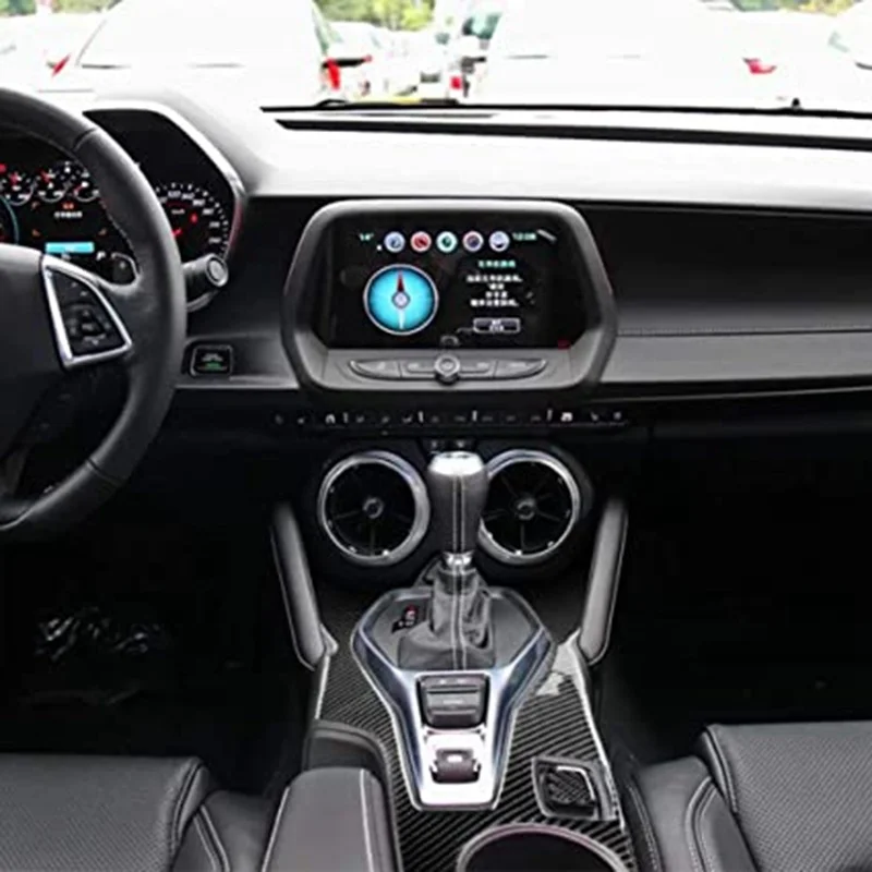 

1Pcs Carbon Fiber Central Control Gear Box Decorative Panel For chevrolet Camaro 2019