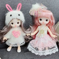 new 16cm bjd 112 fashion doll with clothes suit dress up makeup cute princess dress baby dolls for girls gift diy toy kids toys