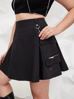 y2k vintage black skirt plus size harajuku punk flap pocket ribbon detail skirt dark academia mini skirts alt womens 2021