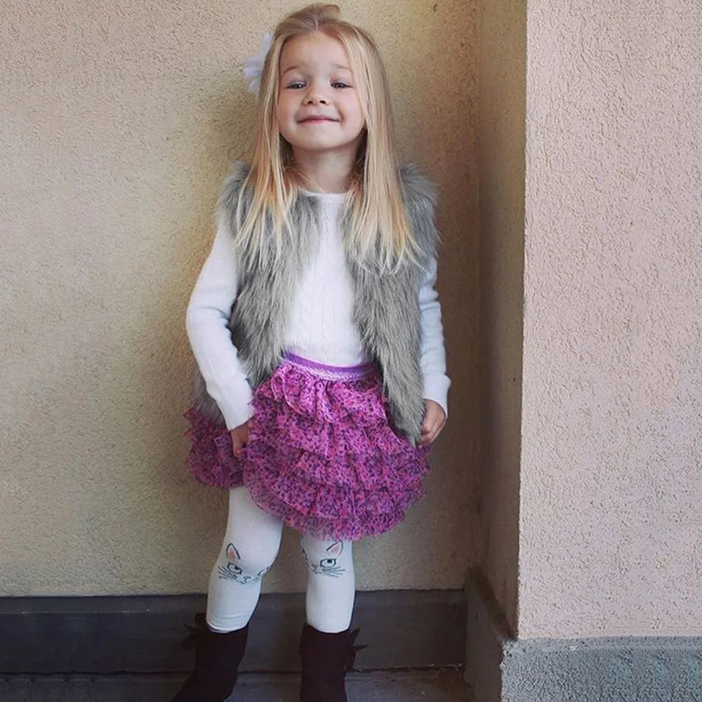 Зимняя теплая одежда для маленьких девочек жилет из искусственного меха плотное