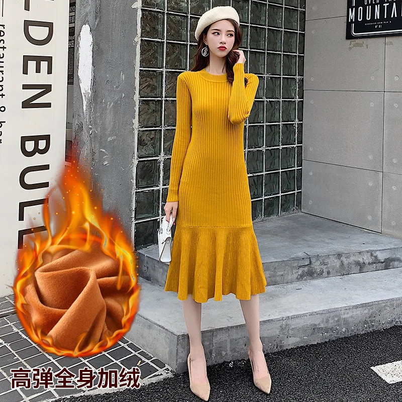 Осень/Зима 2019 Длинное Пышное Платье для женщин Корейская версия с воланами