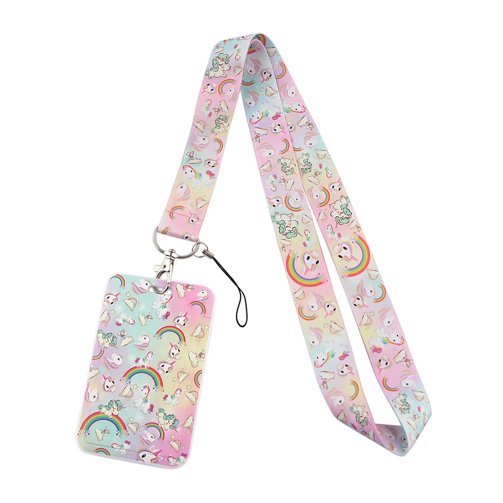 

DZ1582 Rainbow Unicorn Cartoons Neck Straps lanyard Car Keychain ID Card Pass Gym Mobile Phone Key Ring Badge Holder Jewelry