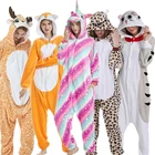 Комбинезон фланелевый для взрослых, милая мультяшная пижама в виде животных, кигуруми, единорога, кота, медведя, одежда для сна, зима 2020