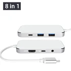 DZLST 8-в-1 Тип C 3,1 концентратор для типа C PD 3,5 мм аудио 4K видео HDMI-совместимый USB 3,0 SDTF кард-ридер концентратор сплиттер для Macbook