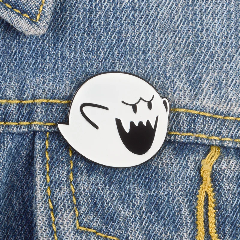 

Boo Ghost Enamel pin Super Mario brooch Bag Clothes Lapel Pin Button Badge Cartoon Classic Video game Jewelry Gift for friends