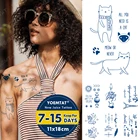 Сок чернила татуировки, боди-арт прочного Водонепроницаемый временная татуировка Стикеры Симпатичные животные кошка тату для рук поддельные стрелка текст на английском языке татуировки золотого и серебряного