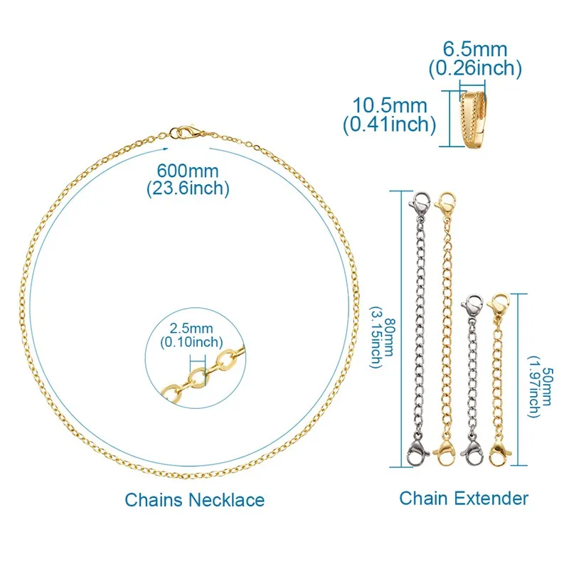 1 комплект латунные цепочки ожерелье защелкивающаяся застежка 304 нержавеющая