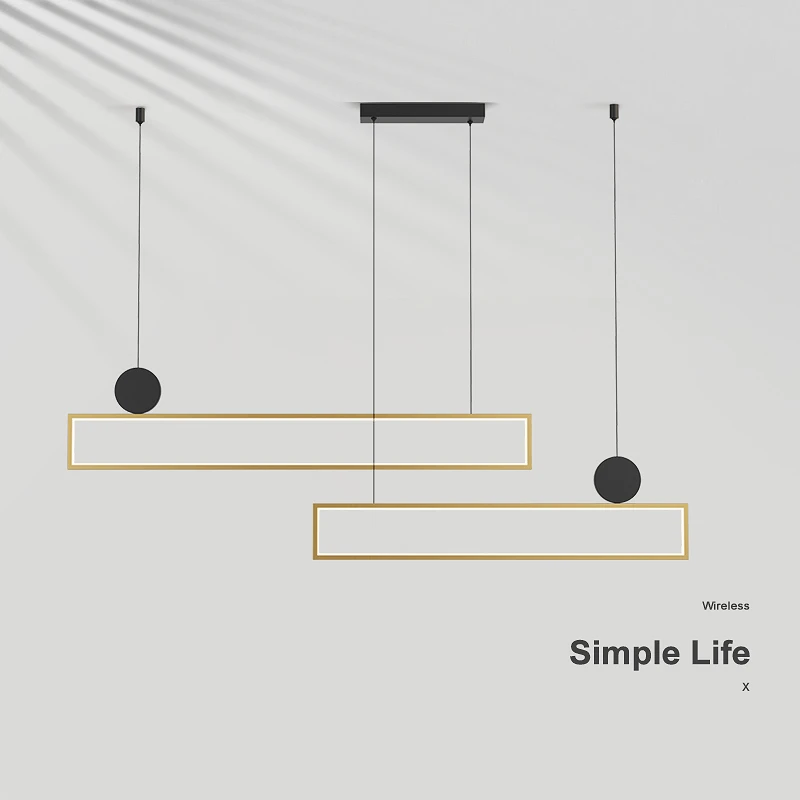 

Modern Minimalist Led Restaurant Chandelier Nordic Gold Strip Design Personality Living Room Bar Room Interior Decoration Lamps