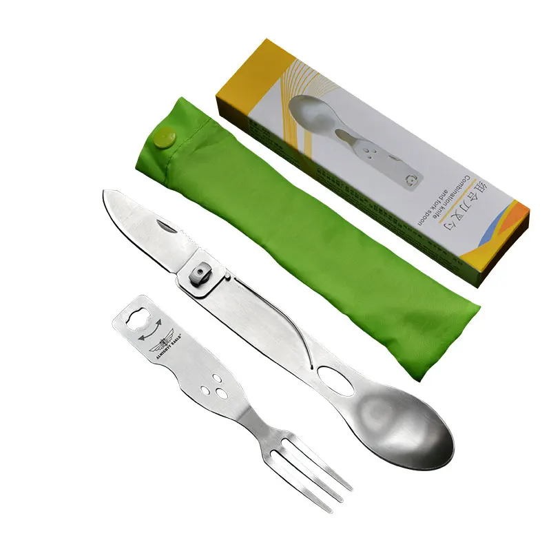 

ALMIGHTY EAGLE Multifunction tableware portable tools Pocket Knife Spoon Fork Dinner Set Camping outdoor wine openner