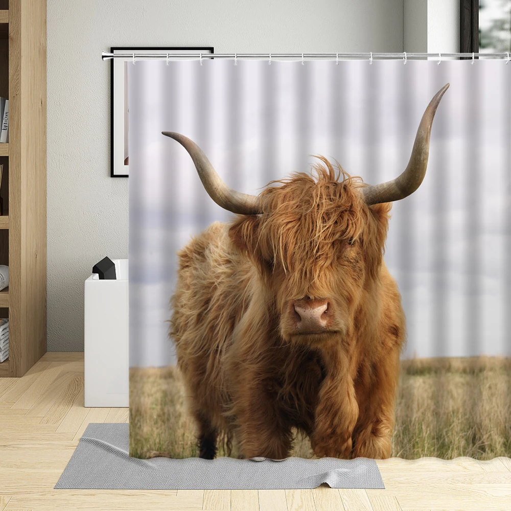 

Душевая занавеска крупного рогатого скота в ванную комнату, водонепроницаемые шторы с крючком для домашнего декора, весна-осень