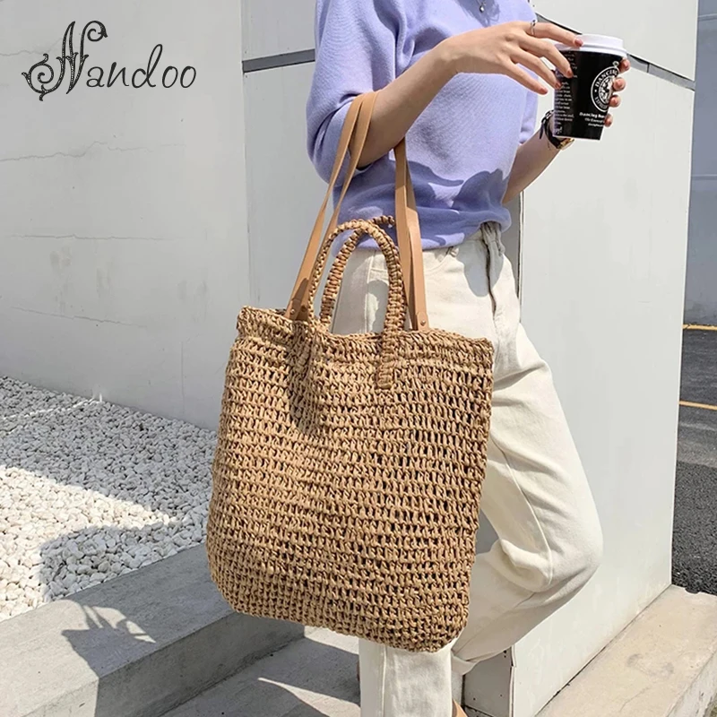 

Wicker Women Woven Handbags Rattan Summer Beach Bag Casual Large Capacity Straw Shoulder Bags For Lady Tote Shopper Purses sac