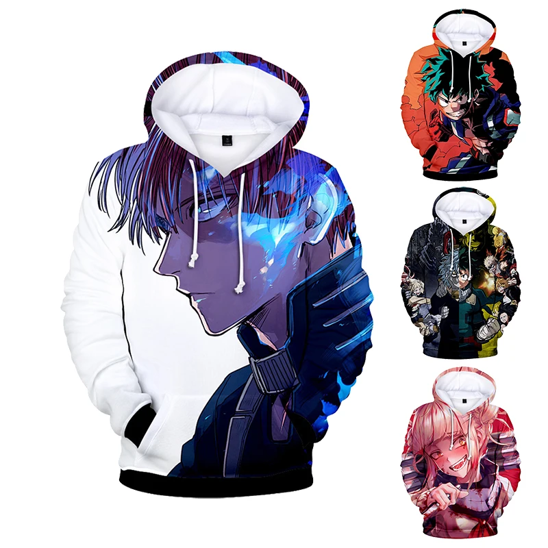 

Anime No Boku Hero Academia Hoodie Sweatshirt Deku Shoto Bakugou 3D Print Vrouwen Mannen Hooded Harajuku Casual Stellen Kleding